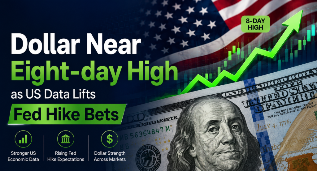 Dollar Near Eight-day high as US data lifts Fed hike bets