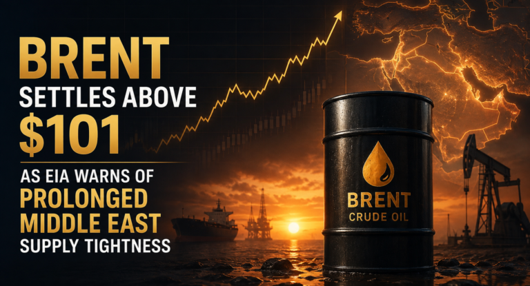 Brent Settles Above $101 as EIA Warns of Prolonged Middle East Supply Tightness