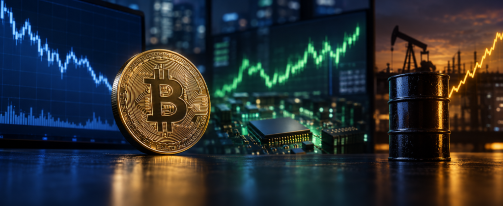 Bitcoin Retreats From Eight-Month High; Tech Stocks Hold Gains as Oil Rebounds
