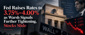 Fed Raises Rates to 3.75%–4.00% as Warsh Signals Further Tightening, Stocks Slide