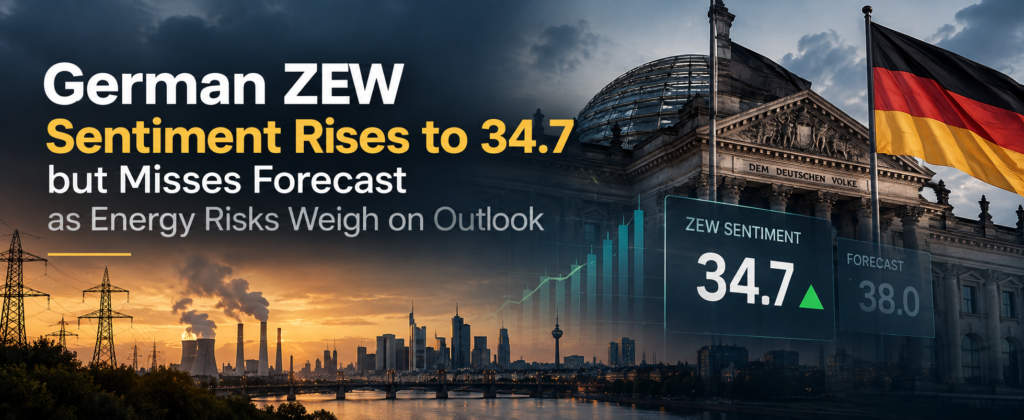 German ZEW Sentiment Rises to 34.7 but Misses Forecast as Energy Risks Weigh on Outlook