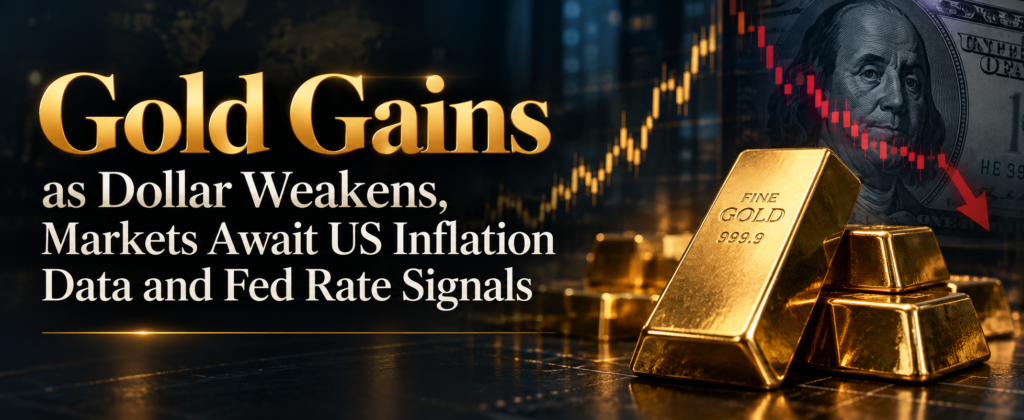 Gold Gains as Dollar Weakens, Markets Await US Inflation Data and Fed Rate Signals