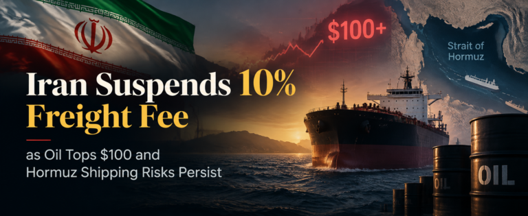 Iran Suspends 10% Freight Fee as Oil Tops $100 and Hormuz Shipping Risks Persist