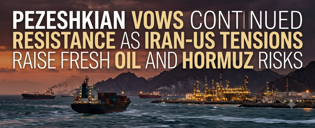 Pezeshkian Vows Continued Resistance as Iran-US Tensions Raise Fresh Oil and Hormuz Risks
