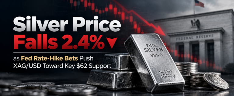 Silver Price Falls 2.4% as Fed Bets Push XAG/USD Toward $62