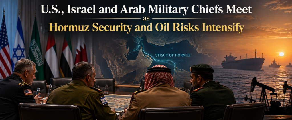 U.S., Israel and Arab Military Chiefs Meet as Hormuz Security and Oil Risks Intensify
