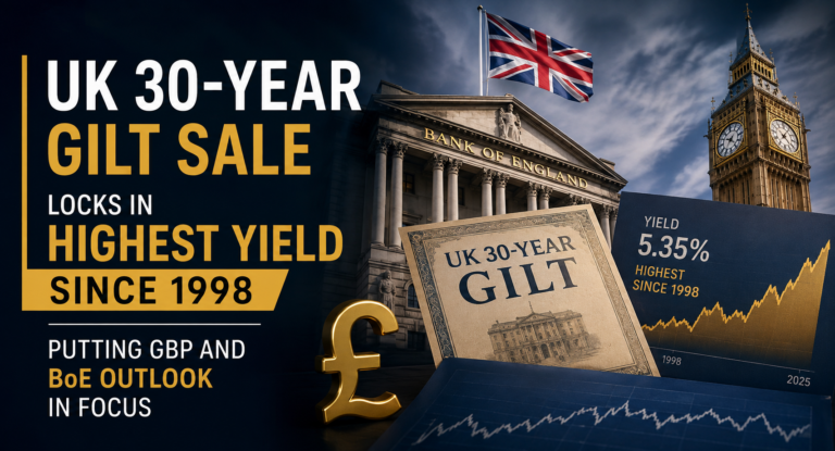 UK 30-Year Gilt Sale Locks In Highest Yield Since 1998, Putting GBP and BoE Outlook in Focus