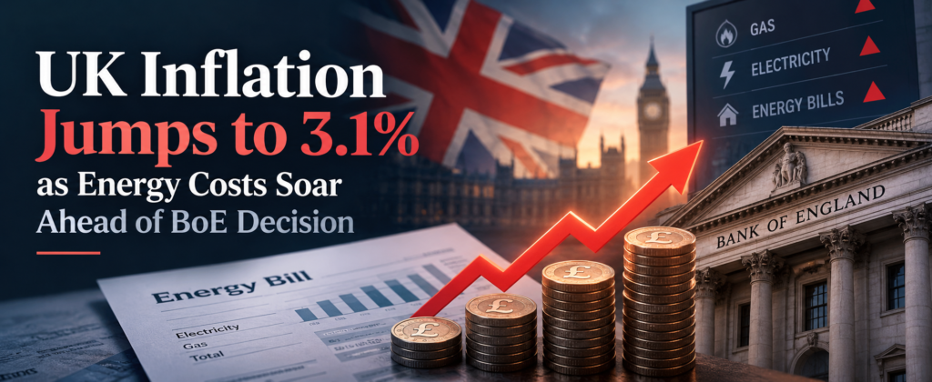 UK Inflation Jumps to 3.1% as Energy Costs Soar Ahead of BoE Decision